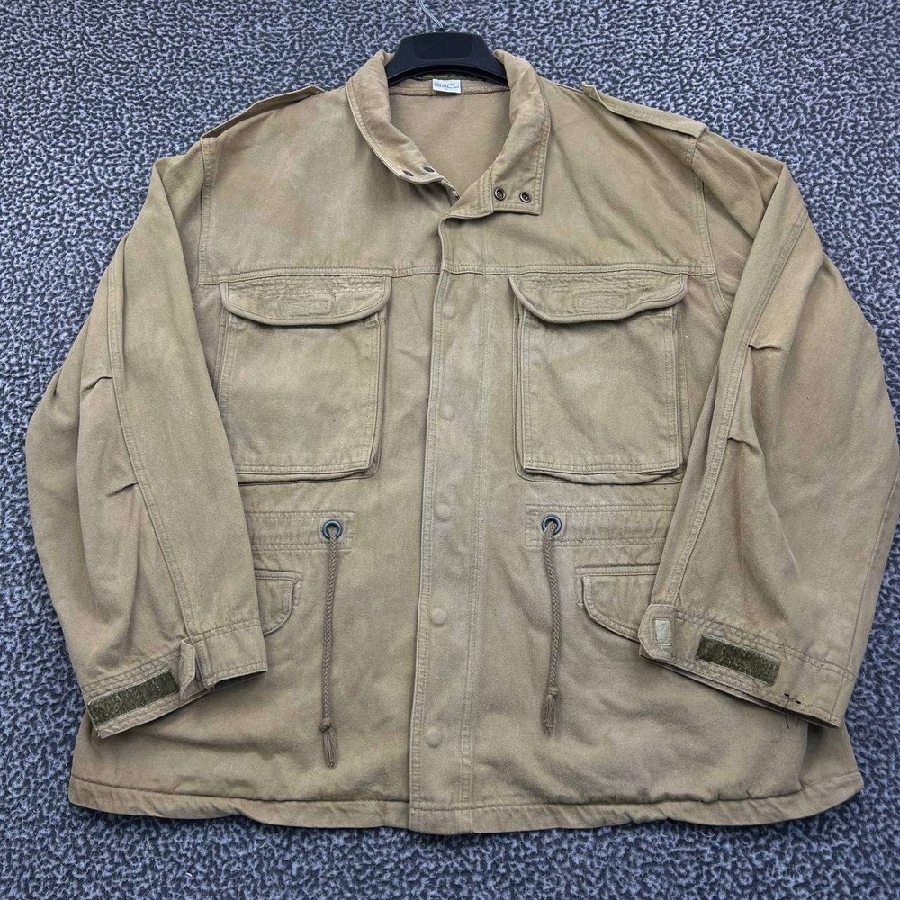 Vintage Bugle‎ Boy Military Jacket Men Large Brown Long Sleeve Pockets Cotton L